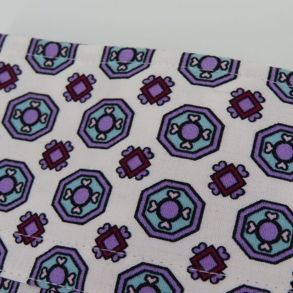 Talbots Womens 10 Non Iron Purple Blue Geometric Collar Button Shirt Top Blouse - Picture 5 of 10